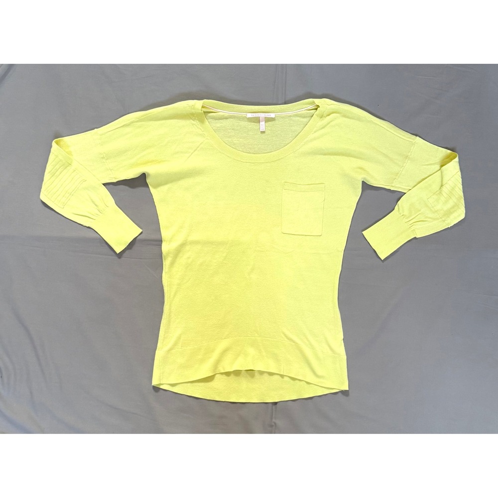 Victorias Secret Neon Yellow Lime Green Scoop Neck Knit Sweater Pocket Womens M